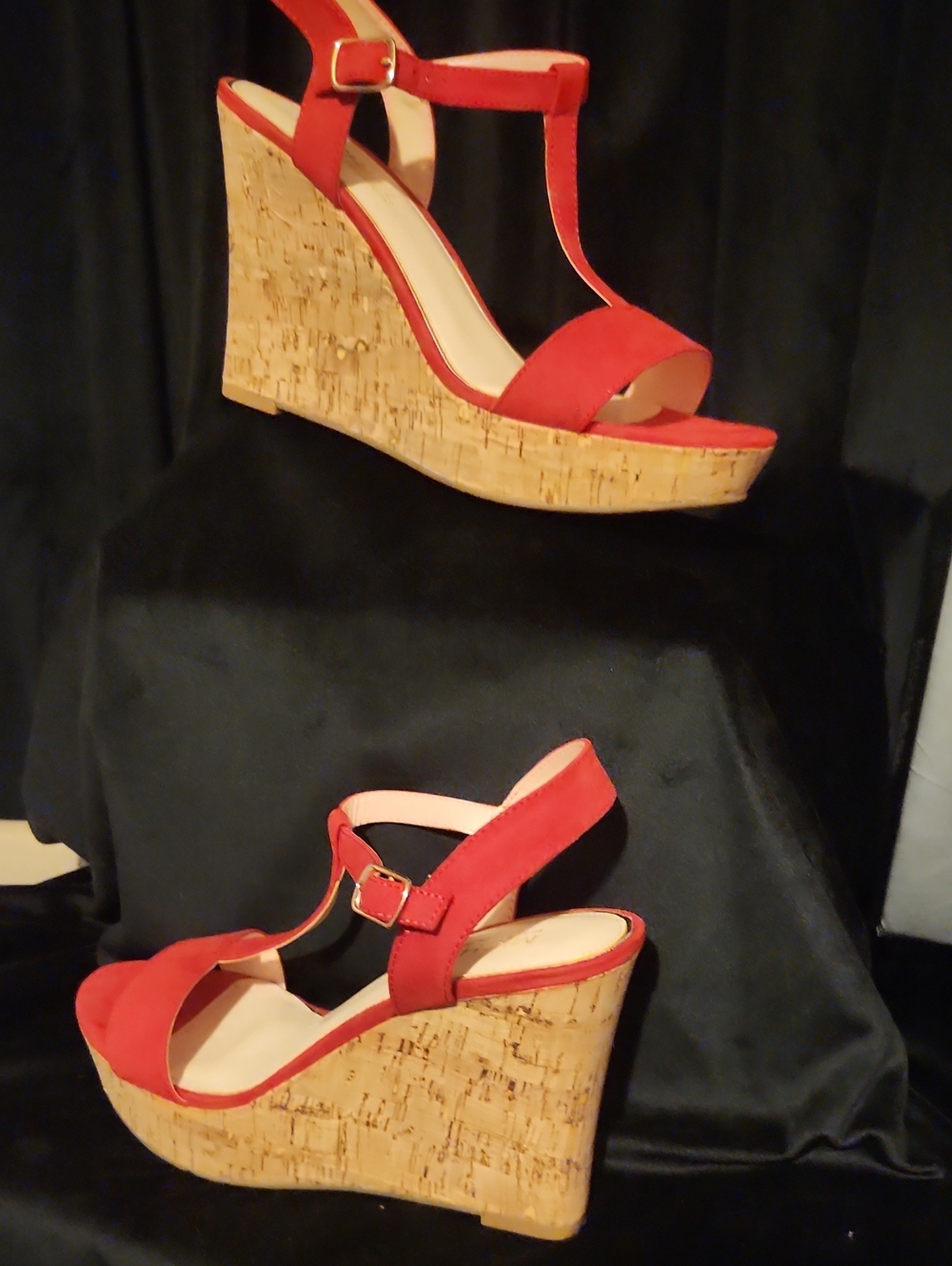 Michael Shannon Red Cork Wedge Sandals